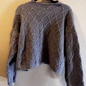 Brown Textured Cropped Sweater